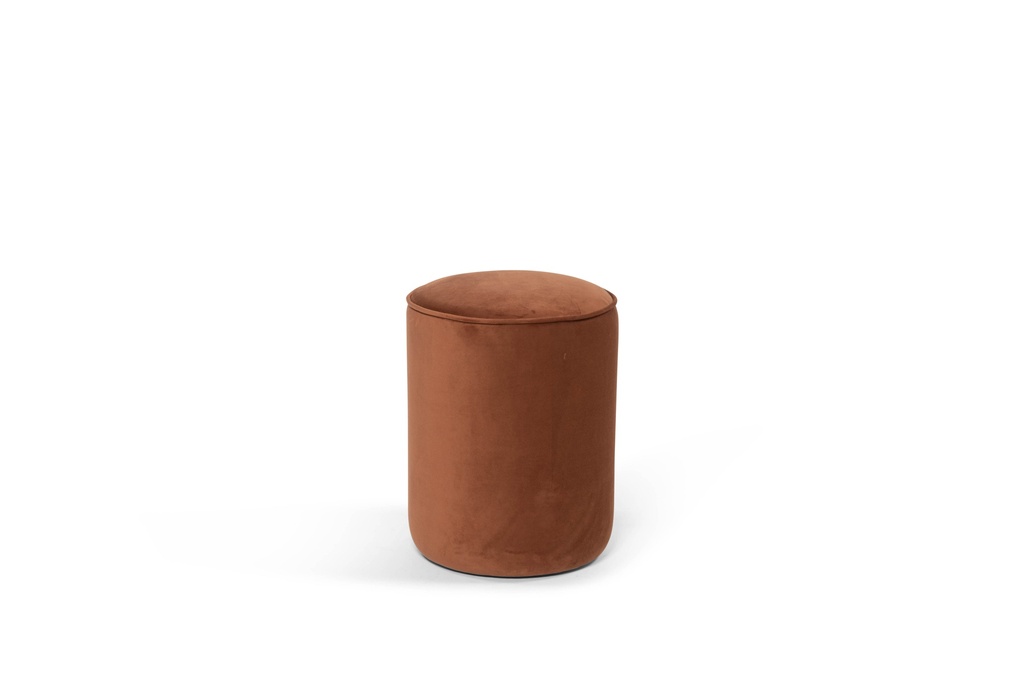 Pouf - velvet fabric - COSMOS GINGER - rust - small - Ø 35x45cm - p/1/1 