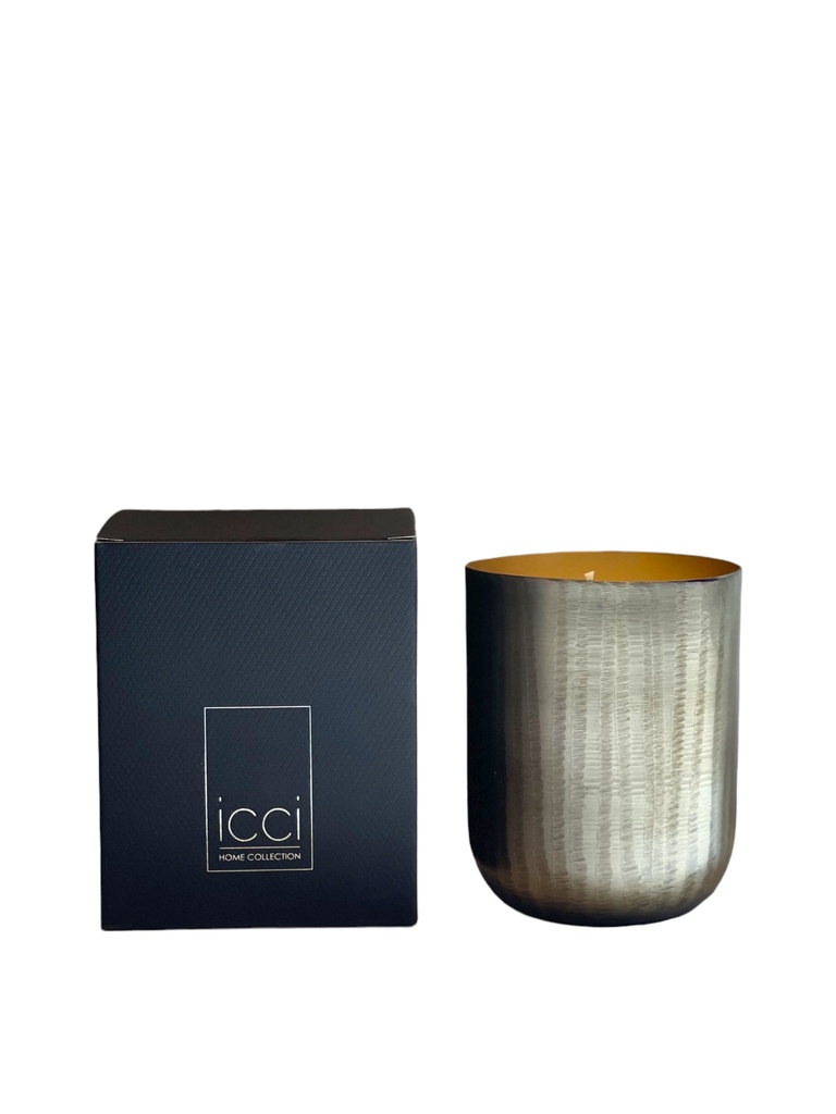 Scented candle metal votive, nickel antique outside / gold inside - Ø 8x10cm - 1 - int. cot. - p /6