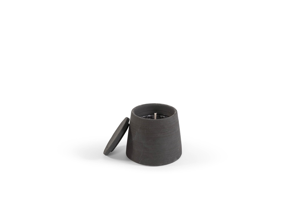 Black terracotta scented (Lavender / Rosemary / Pine) outdoor candle - Conical with cover in Black Giftbox - Ø 16x15cm - 1 ext. cot. - p /4