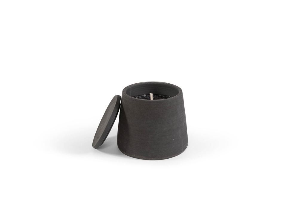 Black terracotta scented (Lavender / Rosemary / Pine) outdoor candle - Conical with cover in Black Giftbox - Ø 20x19cm - 1 ext. cot. - p /2