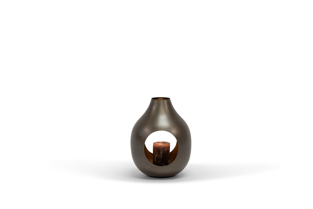 T-lightholder nickle antique / gold antique - Iron - Ø20,5 x 25,5 cm - p/1/8