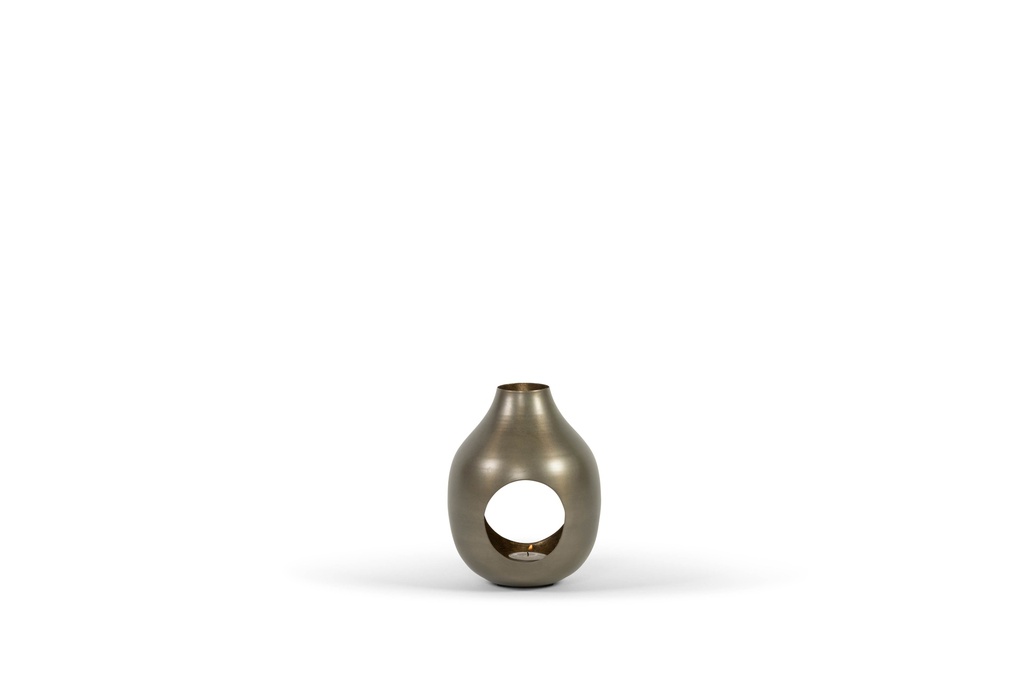 T-lightholder nickle antique / gold antique - Iron - Ø16 x 20 cm - p/1/8
