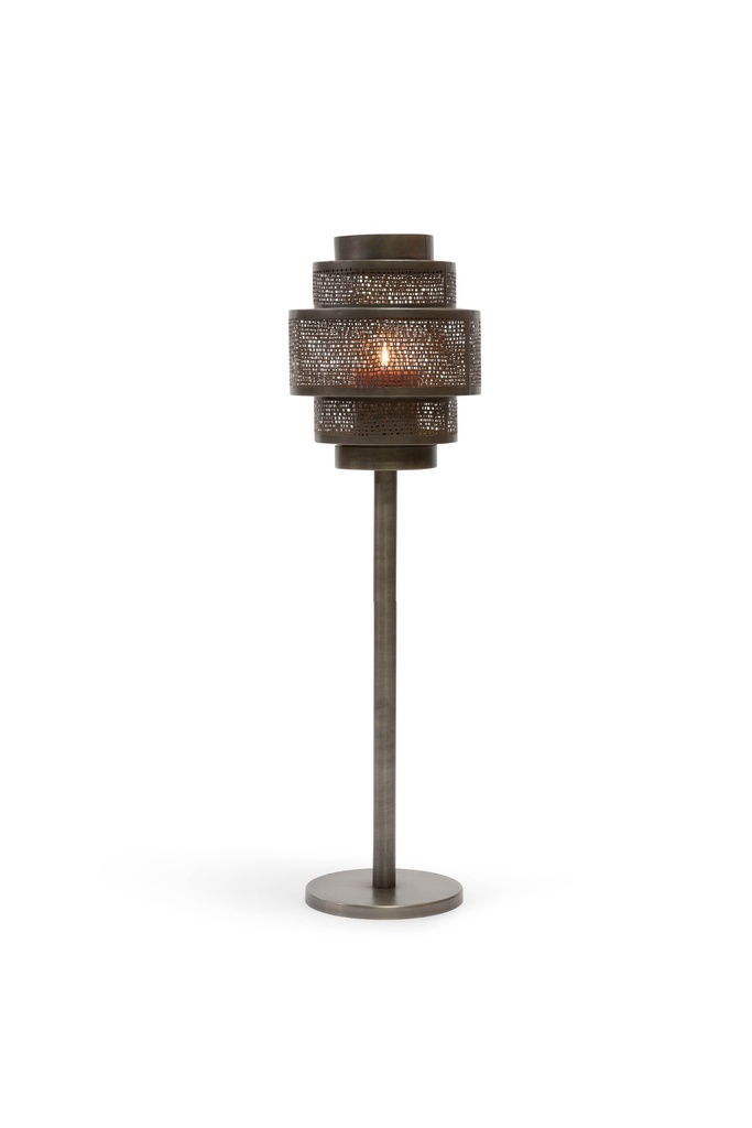 Hurricane on stand - nickle antique / gold - Iron - Ø30 x 107 cm - p/1