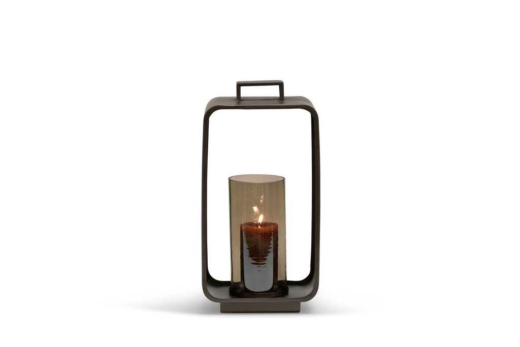 Lantern - nickle antique with smoke glass - Iron - 31 x 20 x 41cm - p/1/2