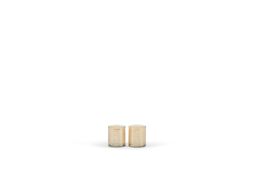 T-Lightholder hammered - gold luster  - glass - Ø 7x8cm - p/6/48