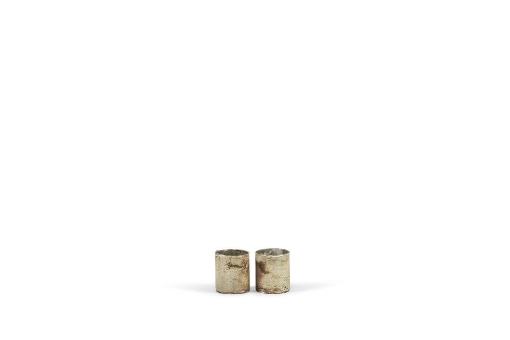 T-Lightholder hammered - copper oxidised  - glass - Ø 7x8cm - p/6/48