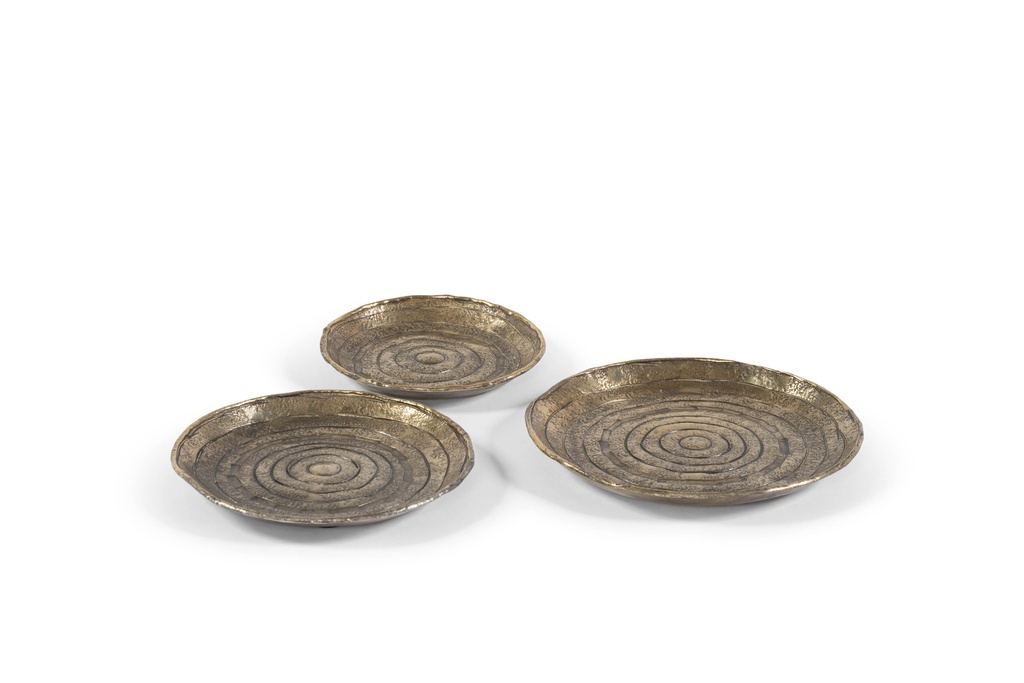 Candleplate organic stripes - antique gold medium - Ø13x1cm - p/4/48