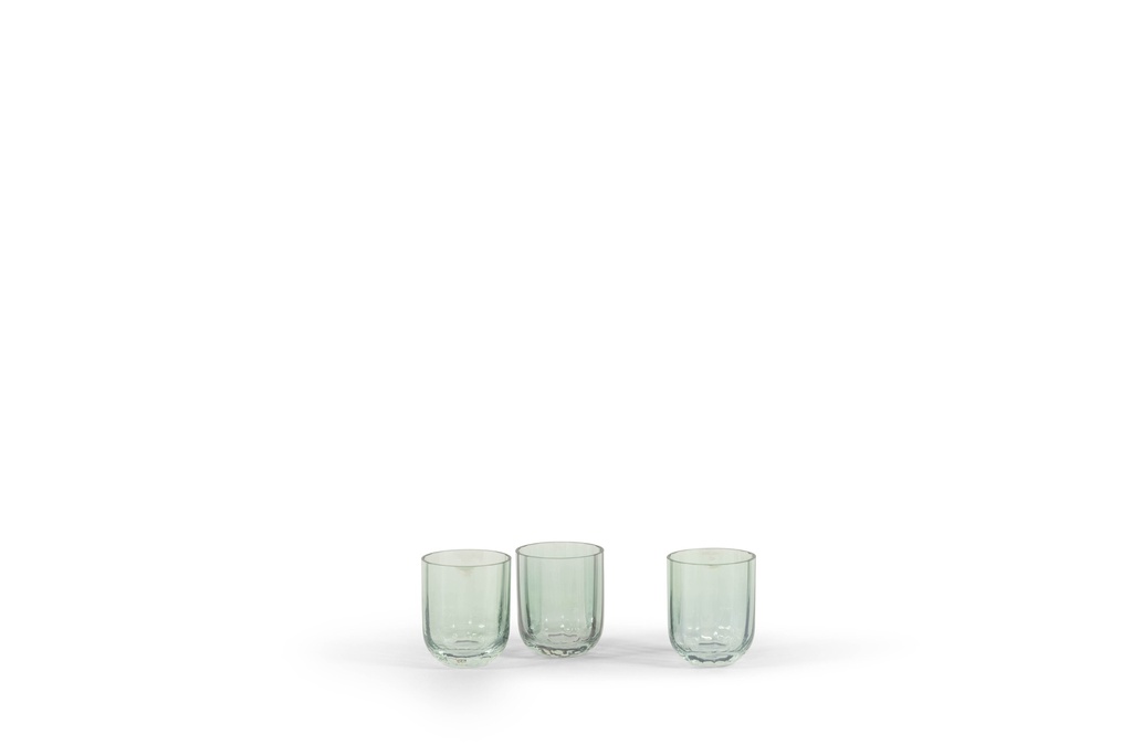 Votive striped green luster - glass - Ø8x10cm - p/4/1