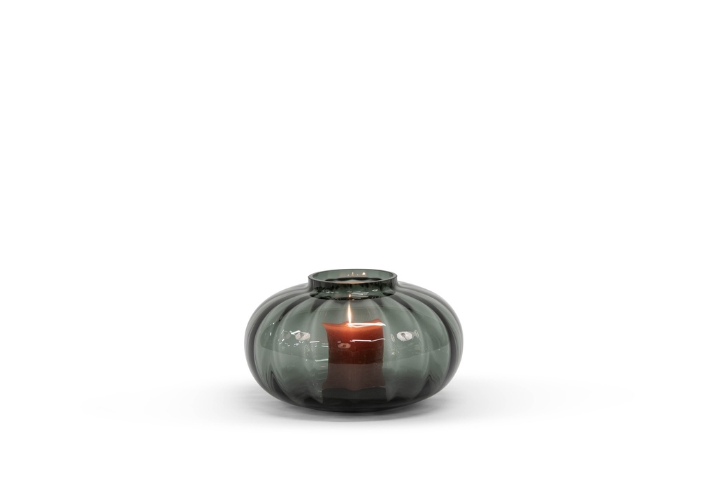 Vase oval striped smoke - glass - Ø32x18,5cm - p/1/1