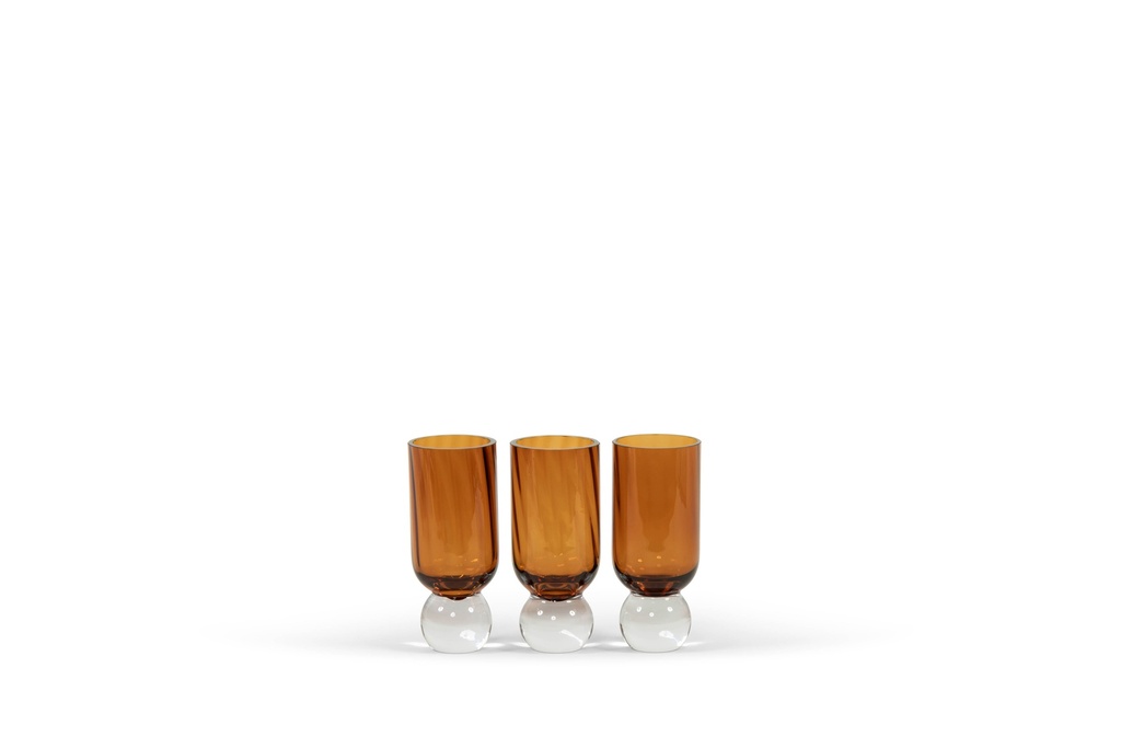 Vase amber on massif clear boll - glass - Ø8x19cm - p/2/1