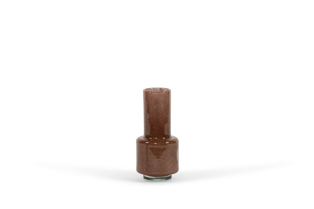 Thick reddish brown vase on base - big - Ø14x30cm - p/1/1