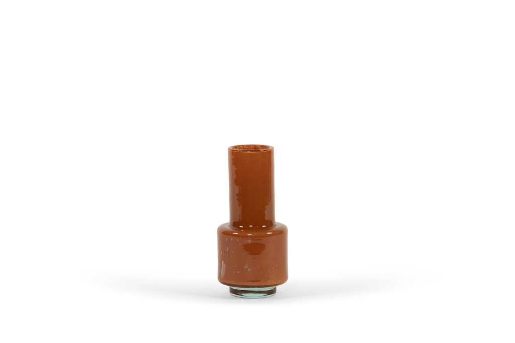 Thick orange vase on base - big - Ø14x30cm - p/1/1