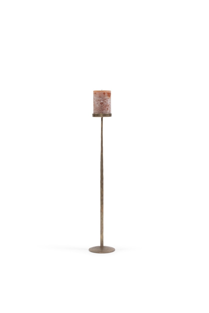 Handforged candle holder for Ø10 - brass antique - large - H 80 - p/2/4