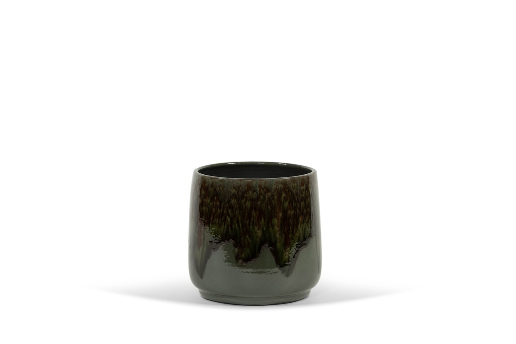 Flowerpot spotted green glazed - terracotta - green - Ø 28x28cm - p/2/1