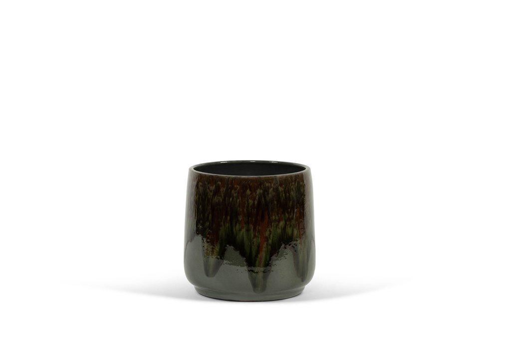 Flowerpot spotted green glazed - terracotta - green - Ø 32x32cm - p/1/1