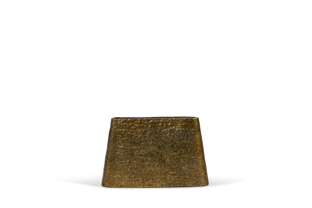 Flat vase bark design - metal - antique gold - Ø 36x9x39cm - p/1/4