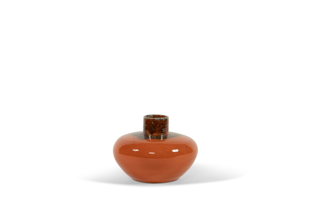 Round vase orange glazed - terracotta - orange - Ø 30x21cm - p/1/1