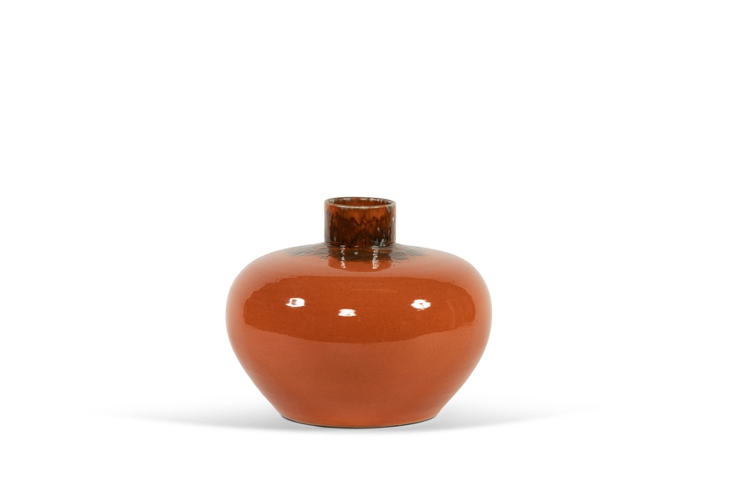 Round vase orange glazed - terracotta - orange - Ø 40x32cm - p/1/1
