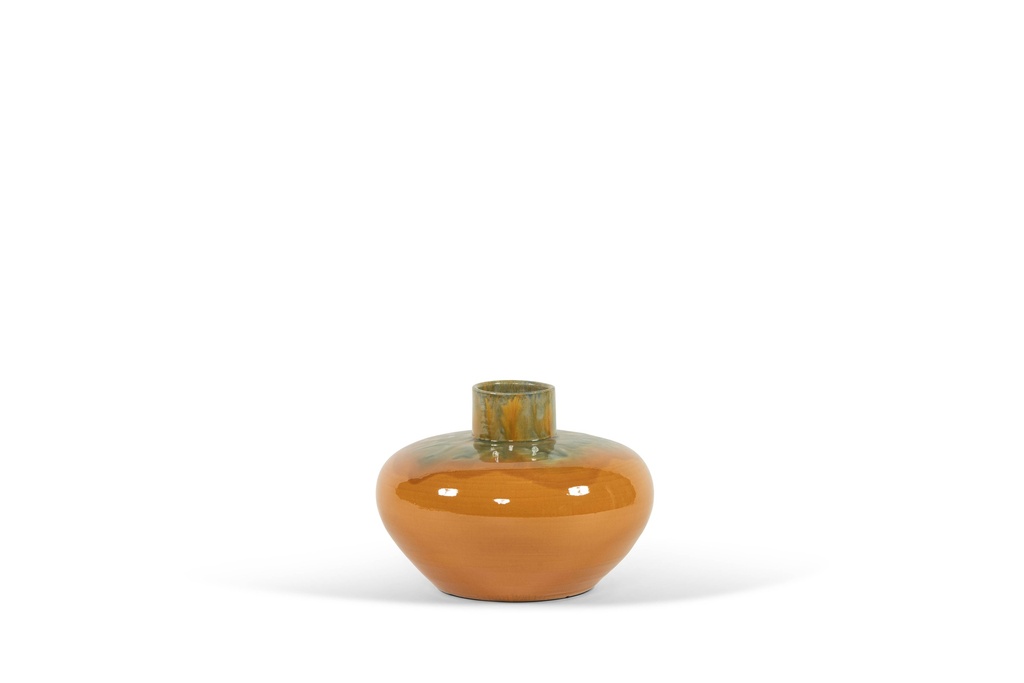 Round vase honey glazed - terracotta - honey - Ø 30x21cm - p/1/1