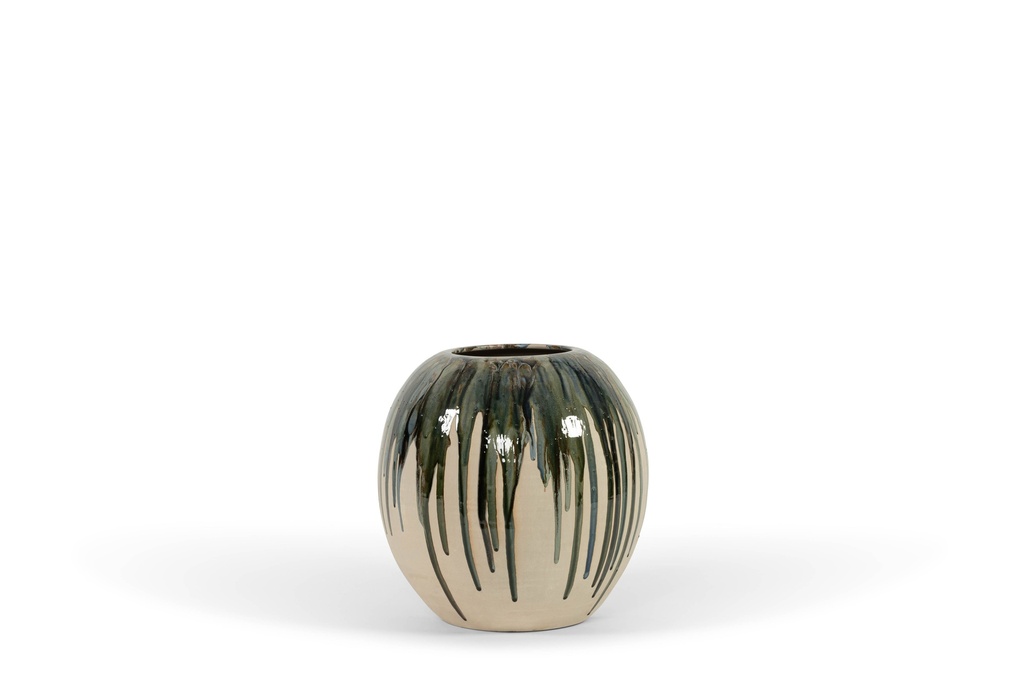 Bowl vase 4 colours on ecru - terracotta - blue/green - Ø 40x40cm - p/1/1