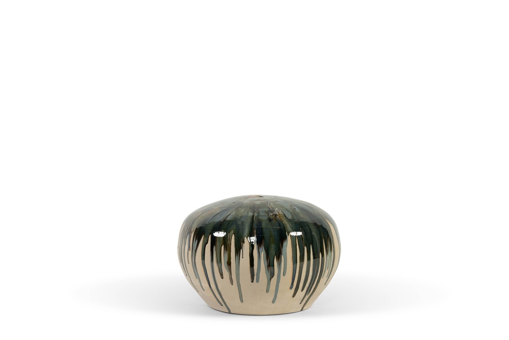 Bowl solitaire 4 colours on ecru - terracotta - blue/green - Ø 49x31cm - p/1/1
