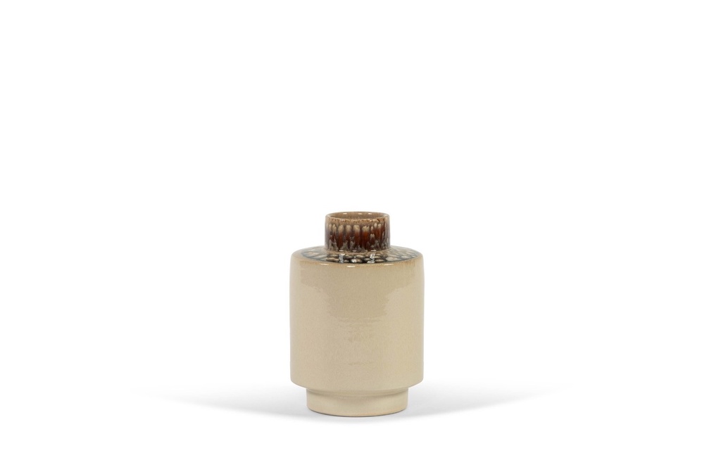 Vase beige reactif glazed - terracotta - beige - Ø 30x33cm - p/1/1 
