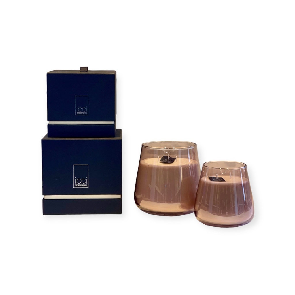 Scented candle bowl brown lila luster - Ø 12x12cm - 1 - int. cot. - p/6