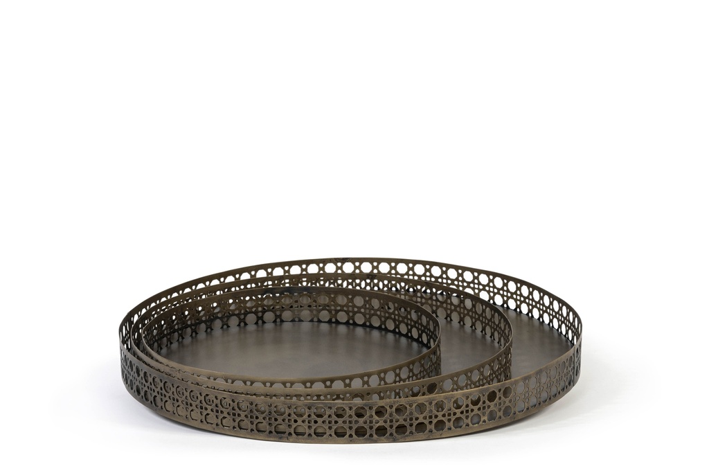 Tray with retro strip border brass antique- big - 55x55x5cm - p1/3