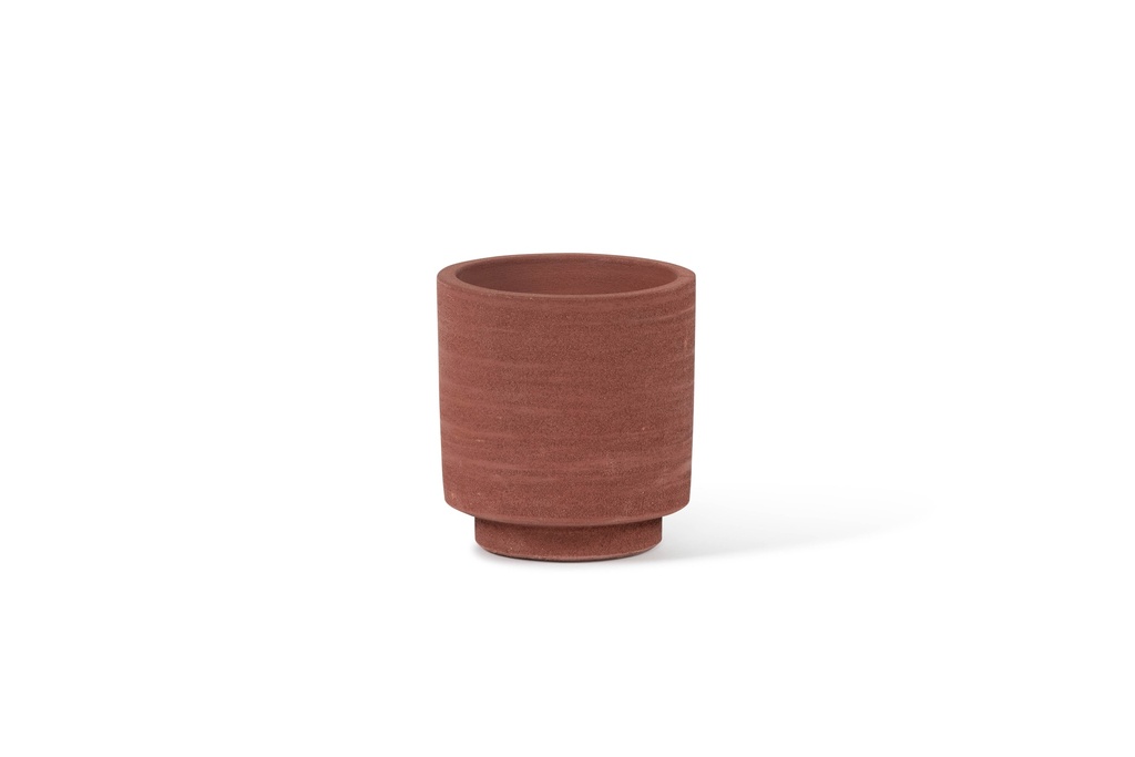 Round Red terracotta pot - Ø 11 x 12cm -outdoor candle -1 ext. coton wick - p/8