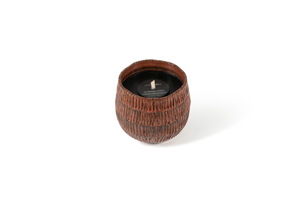 Flowerpot Glazed Bicolor Orange - Ø 17 x 14cm - outdoor candle -1 ext. coton wick - p/4