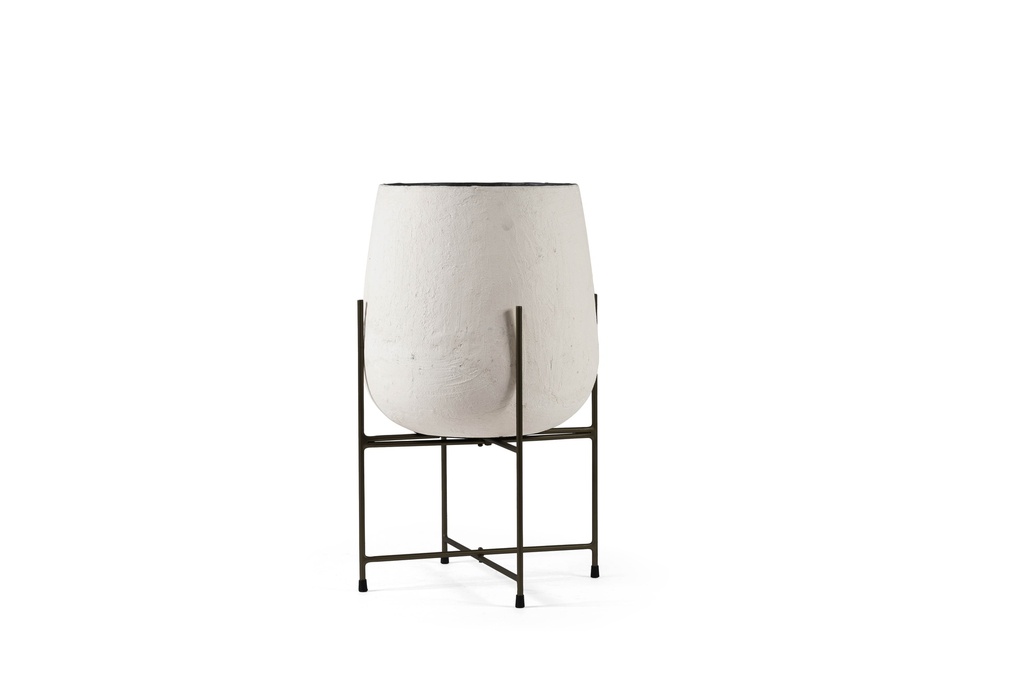 Planter papier maché finish on black stand - small - Ø 42x65cm - p/1/1
