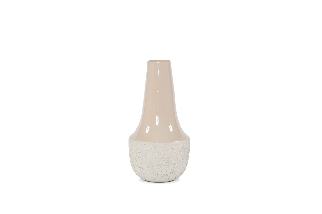 Vase lower texture upper enamel beige medium - Ø26x50cm - p 1/4