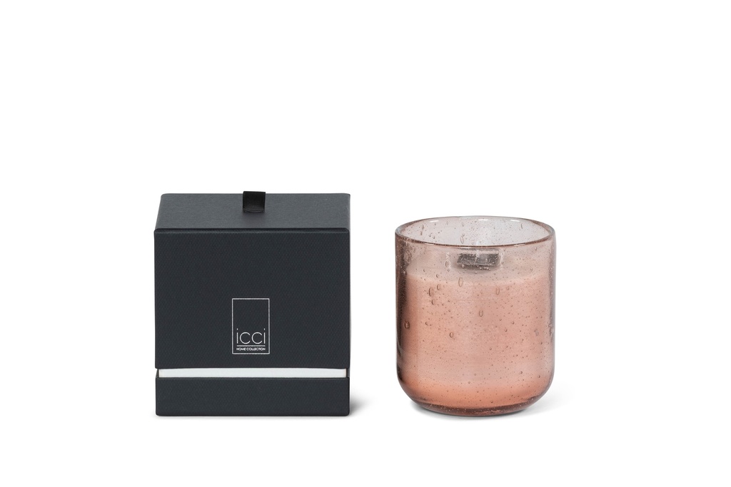 Scented candle in bubble glass copper with colored wax - Ø 12 x 13 cm - 3 int. cot. - p/4