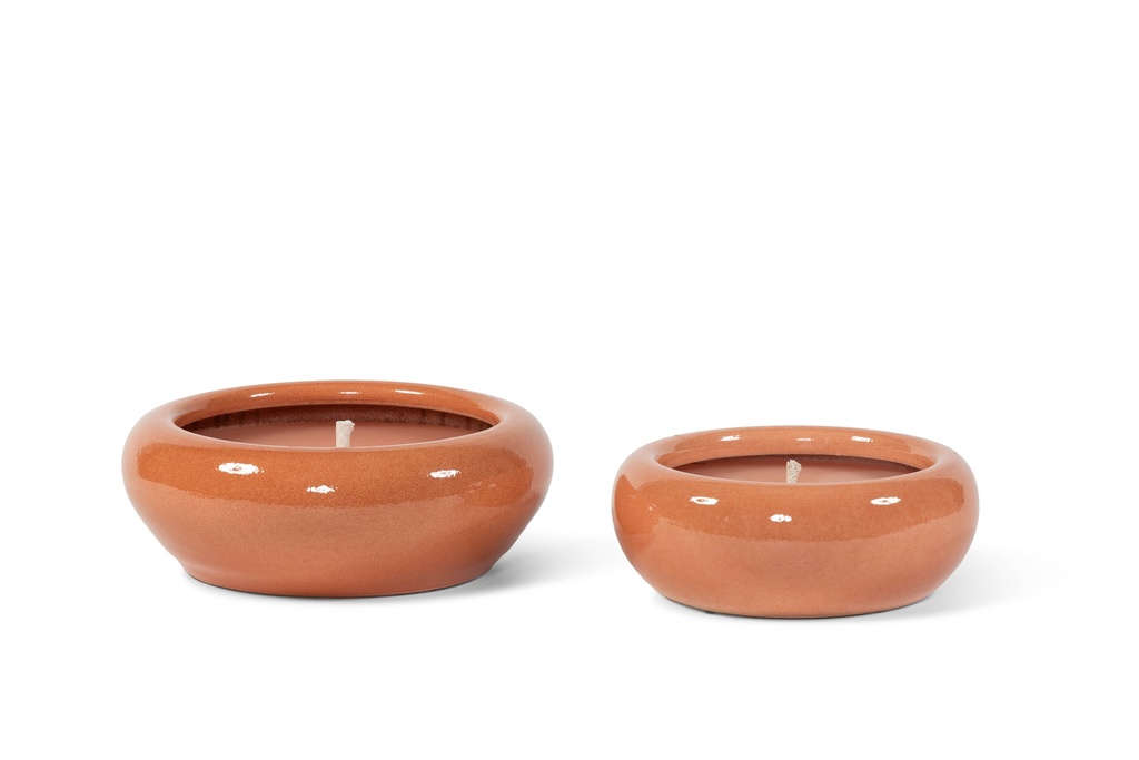 Bowl glazed orange large outdoor - Ø35 x 13cm - 1 ext. cot. wick - p 2 