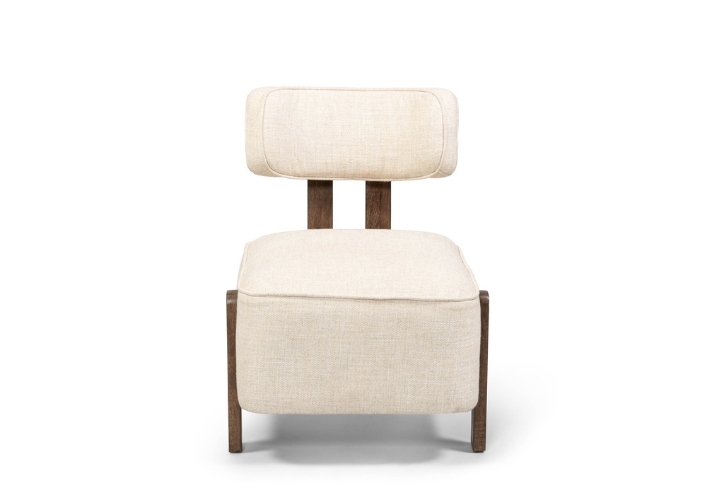 One seater ecru with walnutfinish wood - 59 x 60 x 69 - p 1