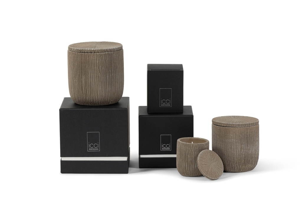 Scented candle candlepot concrete taupe - Ø9 x 10cm - 1 int.cot.wick - p 6 