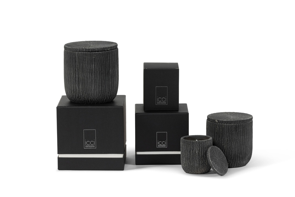 Scented candle candlepot concrete black medium - Ø12 x 13cm - 2 int.cot.wicks - p 4 