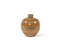 Bolvase reactif glazed ochre with green stripes large- terracotta - Ø 40x45cm - p/1