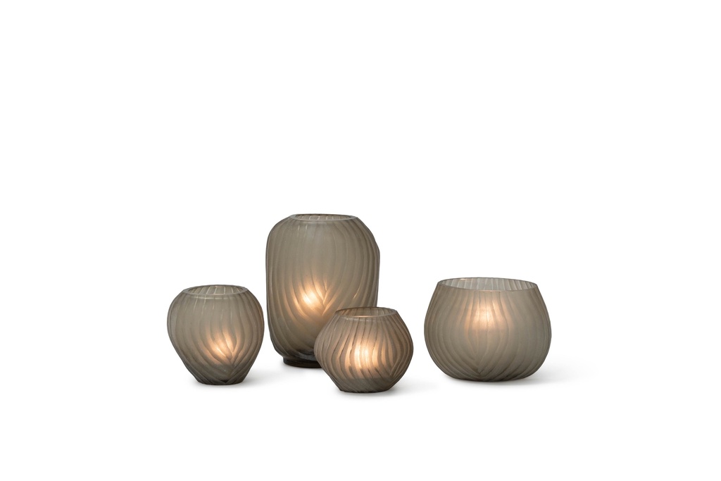 T-light holder vertical organic cutting light smoke - 12 x 9 x 15.5 cm - p 2/12