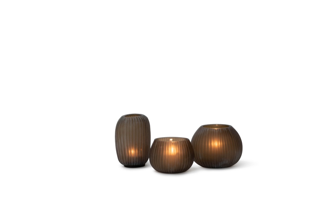T-light holder vertical stripe cutting copper - 13 x 10 x 9.5 cm - 4/24